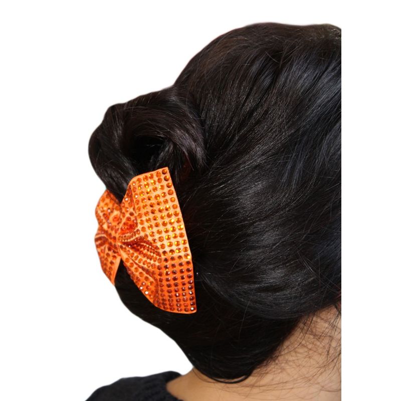 Fashion, accesorii si bijuterii - Femei - Accesorii femei - Alte accesorii femei - Clama de par cu fundita din satin si pietricele, portocaliu, Vivo CLIP-ORANGE - Infinity.ro