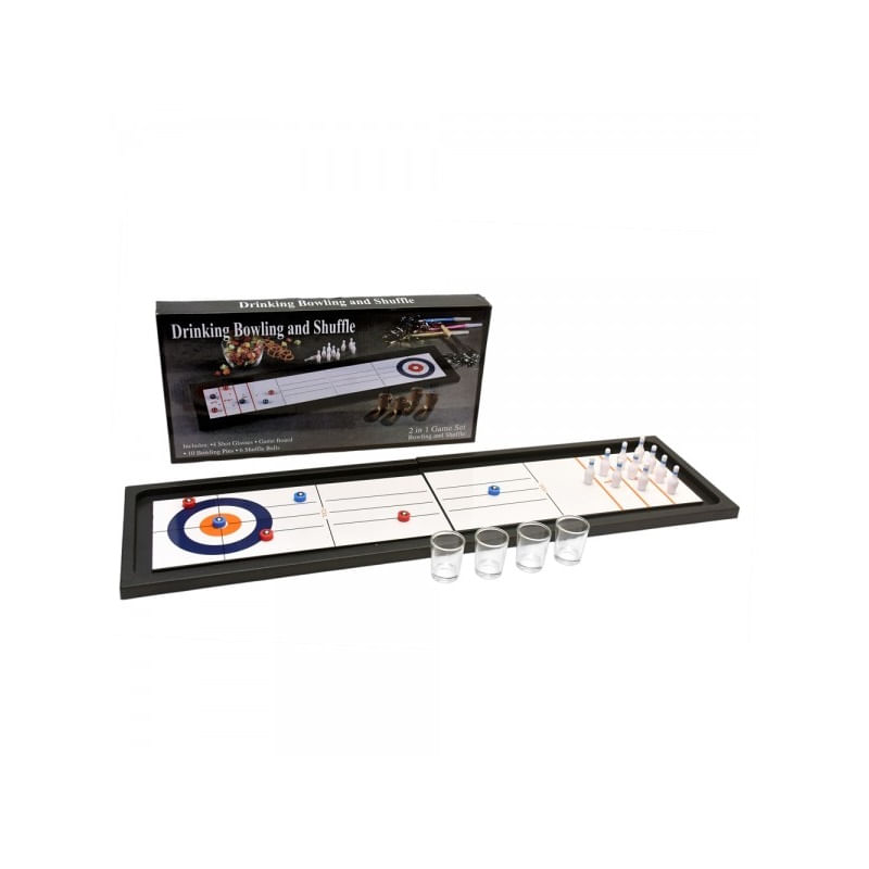Jucarii, Copii si Bebe - Jucarii si jocuri - Jocuri si puzzle - Jocuri de societate - Joc 2 in 1 Bowling & Shuffle cu 4 pahare de shot, Vivo BOWLING - Infinity.ro