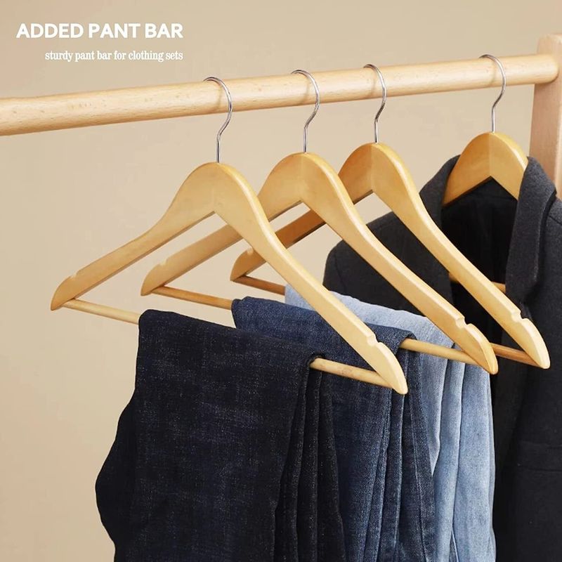 Casa si Gradina - Mobilier - Organizare si depozitare - Umerase si valeti - Set 20 umerase din lemn masiv, 29 x 44 cm, culoarea lemnului, VIVO065 - Infinity.ro