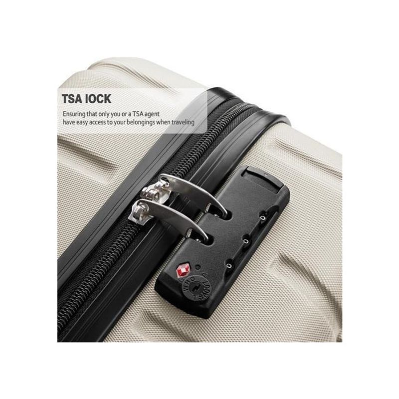 Sport si Outdoor - Articole de voiaj - Trolere - Troler cabina avion, cu carcasa rigida, TSA, 52cm x 35cm x 20cm, bej, Vivo, SC20-BEIGE - Infinity.ro