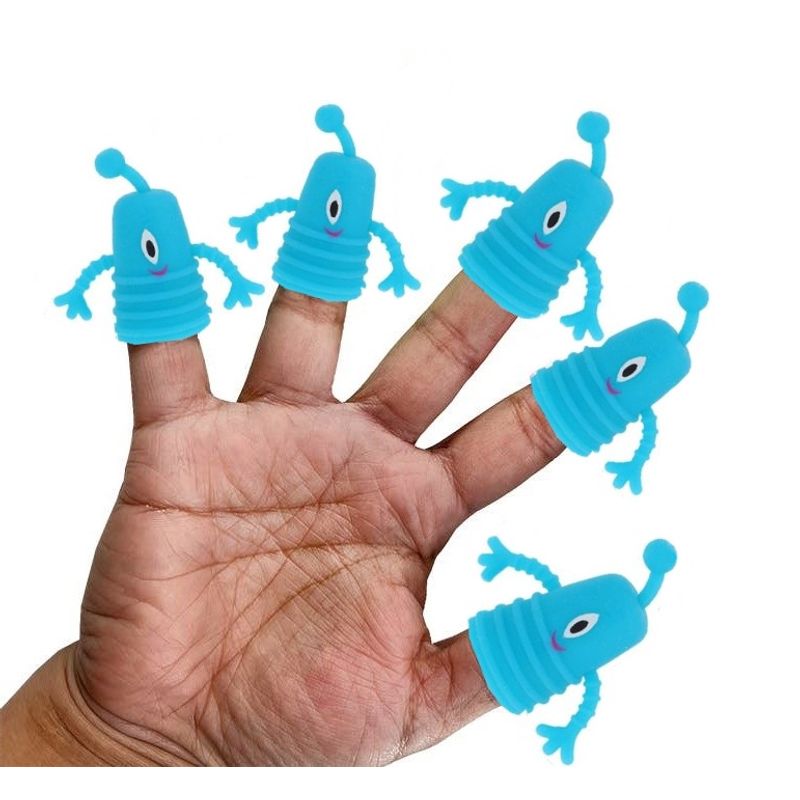 Jucarii, Copii si Bebe - Jucarii si jocuri - Jucarii & jocuri educative - Jucarii interactive - Set 2 marionete degete Monster, albastru, 5 cm, Vivo MONSTER - Infinity.ro