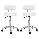 Casa si Gradina - Mobilier - Scaune si fotolii - Scaune - Set 2x Scaun salon cu spatar alb, taburet rotativ pe roti - Infinity.ro