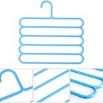 Casa si Gradina - Mobilier - Organizare si depozitare - Umerase si valeti - Set Mercaton, 24 Umerase Multifunctionale din Plastic cu 5 pozitii pentru Haine si Accesorii, Anti-derapante, 31 x 31 cm, Albast - Infinity.ro