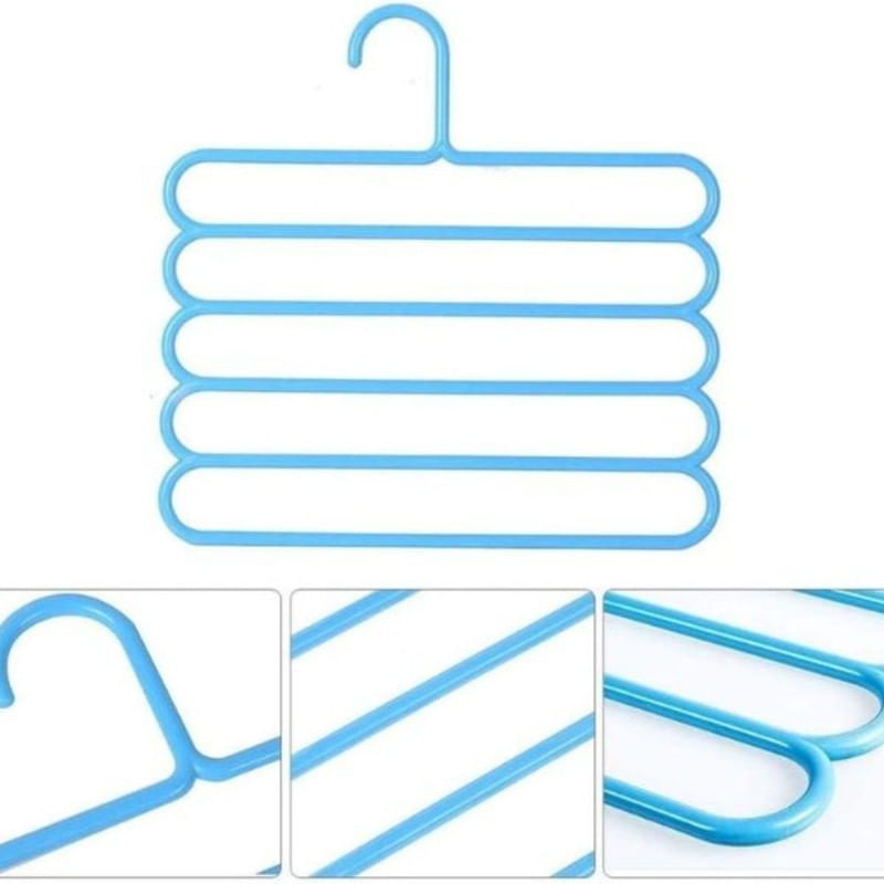 Casa si Gradina - Mobilier - Organizare si depozitare - Umerase si valeti - Set Mercaton, 24 Umerase Multifunctionale din Plastic cu 5 pozitii pentru Haine si Accesorii, Anti-derapante, 31 x 31 cm, Albast - Infinity.ro