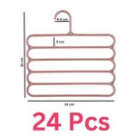 Casa si Gradina - Mobilier - Organizare si depozitare - Umerase si valeti - Set Mercaton, 24 Umerase Multifunctionale din Plastic cu 5 pozitii pentru Haine si Accesorii, Anti-derapante, 31 x 31 cm, Maro - Infinity.ro