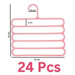 Casa si Gradina - Mobilier - Organizare si depozitare - Umerase si valeti - Set Mercaton, 24 Umerase Multifunctionale din Plastic cu 5 pozitii pentru Haine si Accesorii, Anti-derapante, 31 x 31 cm, Roz - Infinity.ro