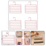 Casa si Gradina - Mobilier - Organizare si depozitare - Umerase si valeti - Set Mercaton, 12 Umerase Multifunctionale din Plastic cu 5 pozitii pentru Haine si Accesorii, Anti-derapante, 31 x 31 cm, Roz, M - Infinity.ro