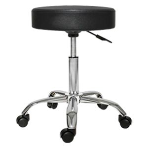 Set Pat cosmetica, Alb, 186x70x70cm, 22kg, Piele ecologica + Scaun rotativ pentru salon, Taburet pe roti, Negru