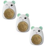 Petshop - Accesorii petshop - Jucarii animale - Jucarii interactive animale - Set 3 Jucarii pentru Pisicute, Model Ursulet, Minge Rotativa 360° din Iarba Catnip, 6 cm, Verde - Infinity.ro