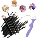 Ingrijire personala si Cosmetice - Machiaj - Aplicatoare si pensule machiaj - Set Profesional de Machiaj cu 20 de Pensule Antialergice si Sablon Multifunctional 5-in-1 Eyeliner din Silicon in Nuanta Mov - Infinity.ro