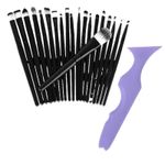 Ingrijire personala si Cosmetice - Machiaj - Aplicatoare si pensule machiaj - Set Profesional de Machiaj cu 20 de Pensule Antialergice si Sablon Multifunctional 5-in-1 Eyeliner din Silicon in Nuanta Mov - Infinity.ro