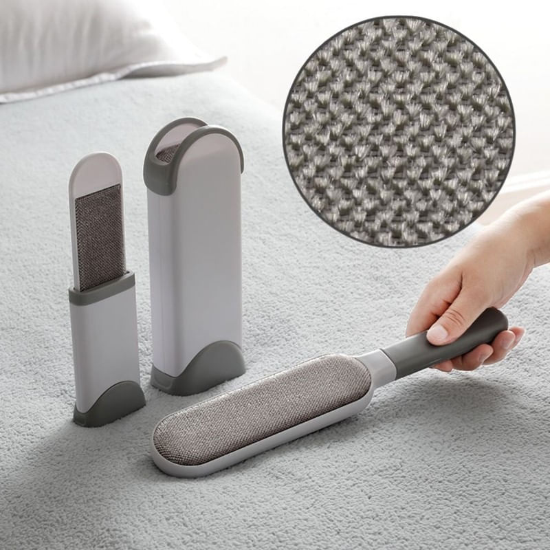 Petshop - Ingrijire si Igiena - Produse uz extern - Perii si manusi - Set 2 perii pentru indepartarea scamelor si a parului animalelor de companie, Travel size, PP, Gri - Infinity.ro