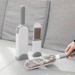 Petshop - Ingrijire si Igiena - Produse uz extern - Perii si manusi - Set 2 perii pentru indepartarea scamelor si a parului animalelor de companie, Travel size, PP, Gri - Infinity.ro