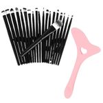 Ingrijire personala si Cosmetice - Machiaj - Aplicatoare si pensule machiaj - Set Profesional de Machiaj cu 20 de Pensule Antialergice si Sablon Multifunctional 4-in-1 Eyeliner din Silicon in Nuanta Roz - Infinity.ro