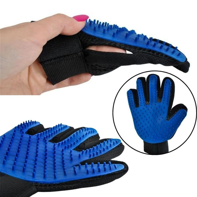 Petshop - Ingrijire si Igiena - Produse uz extern - Intretinere blana si piele - Manusa pentru descalcit si curatat blana animalelor de companie, Ajustabila, Perii moi, Silicon, 22.5 X 17.5 cm - Infinity.ro