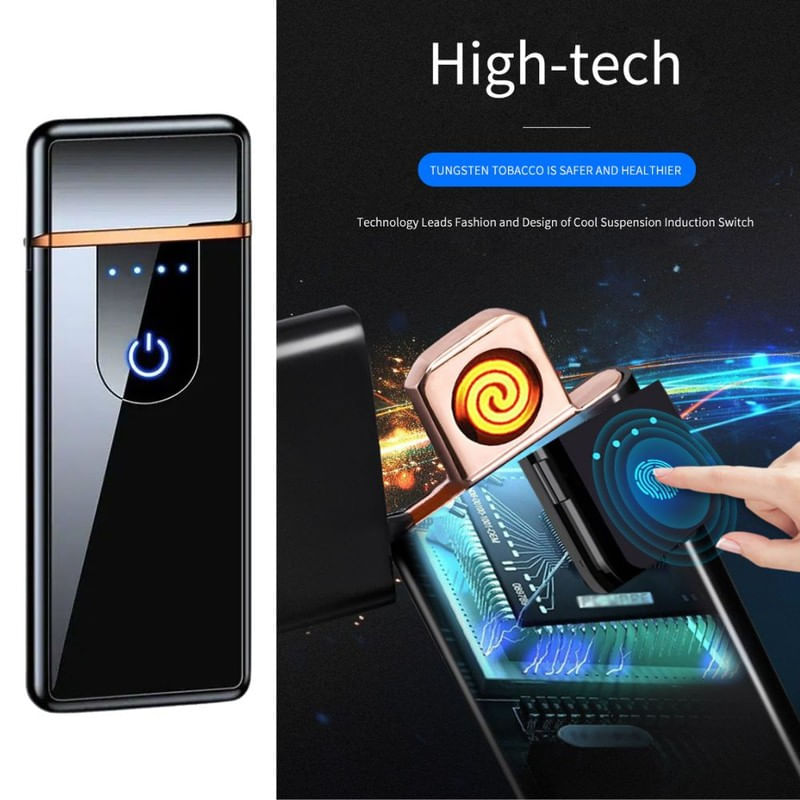 Market - Tutun si tigari - Articole si accesorii tutun - Bricheta Electrica Antivant in Cutie, Incarcare USB, Senzor Digital, Aprindere cu Inductie pentru 2 Tigari Simultan, Indicator L - Infinity.ro