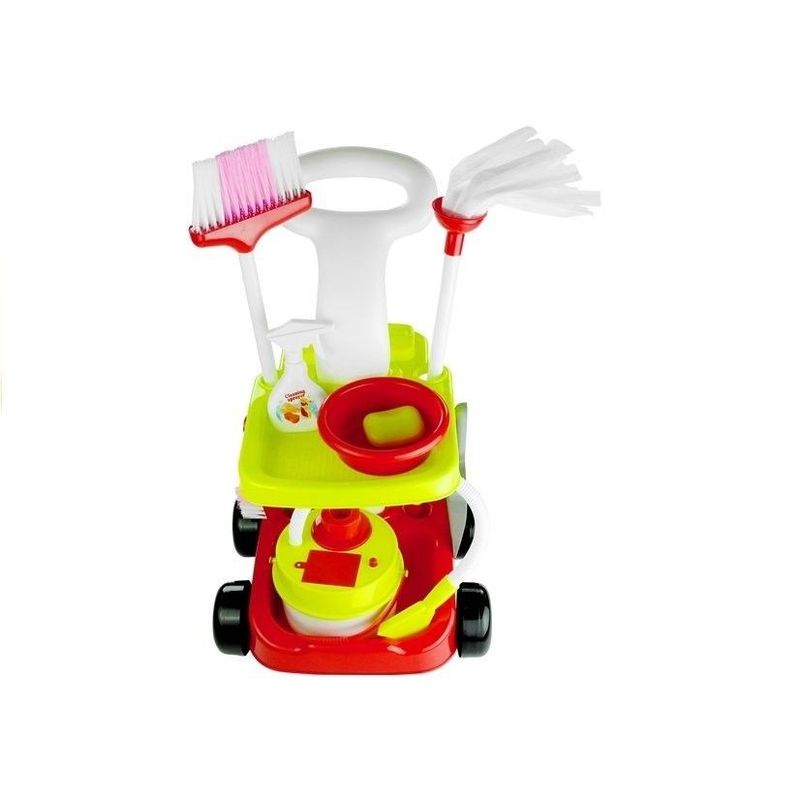 Jucarii, Copii si Bebe - Jucarii si jocuri - Jucarii de rol - Seturi de curatenie copii si accesorii - Set carucior de curatenie pentru copii, Cleaning Trolley, cu 8 Accesorii de jucarie, Multicolor, LeanToys, 3560 - Infinity.ro