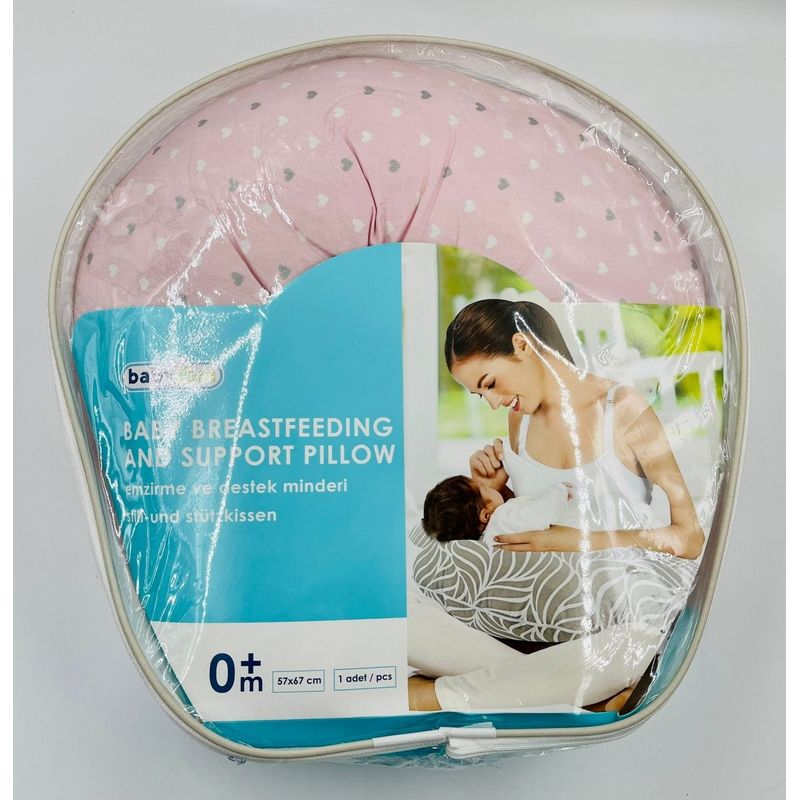 Casa si Gradina - Textile si covoare - Perne si pilote - Perne - Perna pentru alaptat 2 in 1 Nursing Pillow Hearts, BabyJem (Culoare: Roz) - Infinity.ro