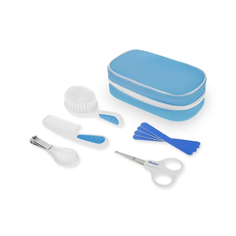 Jucarii, Copii si Bebe/Igiena si ingrijire/Accesorii ingrijire copii - Kit de manichiura si par pentru bebelusi Akuku A0308 Albastru - Infinity.ro