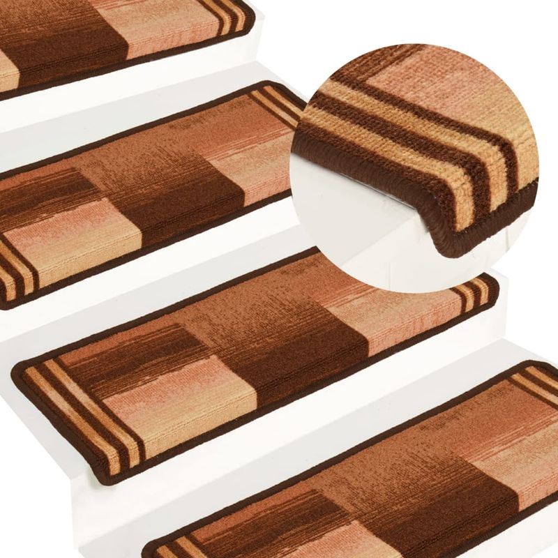 Casa si Gradina - Textile si covoare - Covoare - Covoare casa - Covorase pentru scari autoadezive, 10 buc., maro, 65x21x4 cm, formă dreptunghiular - Infinity.ro