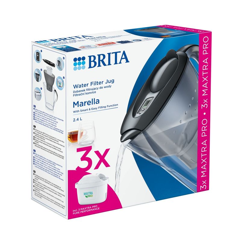 Casa si Gradina - Bucatarie si vesela - Ustensile bucatarie - Cani filtrante si accesorii - Starter pack BRITA Marella 2,4 L + 3 filtre Maxtra PRO (grey) - Infinity.ro