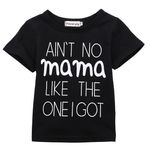 Fashion, accesorii si bijuterii - Copii - Imbracaminte copii - Bluze si camasi copii - Tricou copii negru "Ain't No Mama" Drool (Marime: 90) - Infinity.ro