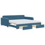 Casa si Gradina - Mobilier - Paturi si accesorii - Paturi - Pat de zi cu extensie si sertare, albastru, 100x200 cm, catifea - Infinity.ro