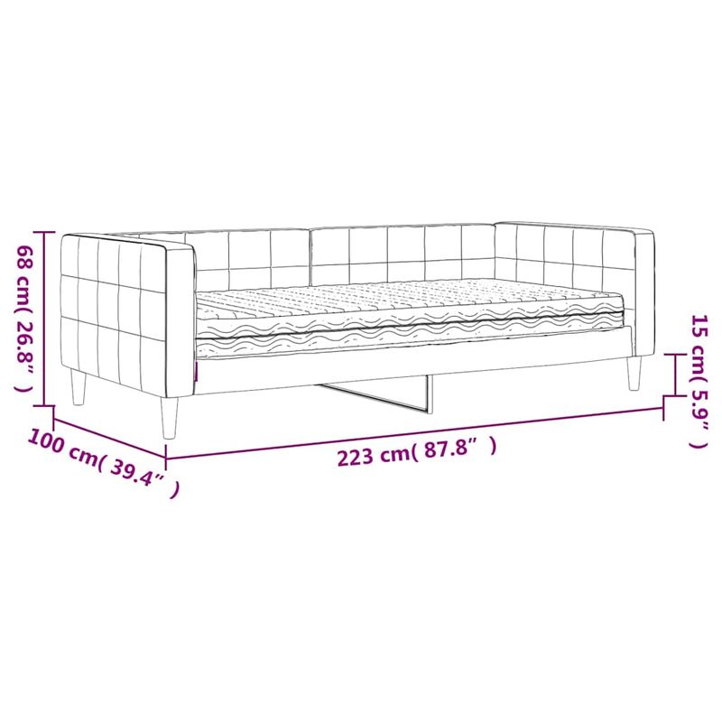 Casa si Gradina - Mobilier - Paturi si accesorii - Paturi - Pat de zi cu saltea, gri inchis, 90x200 cm, catifea - Infinity.ro