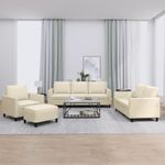 Casa si Gradina - Mobilier - Seturi de mobilier - Seturi living - Set de canapele cu perne, 4 piese, crem, piele ecologica - Infinity.ro