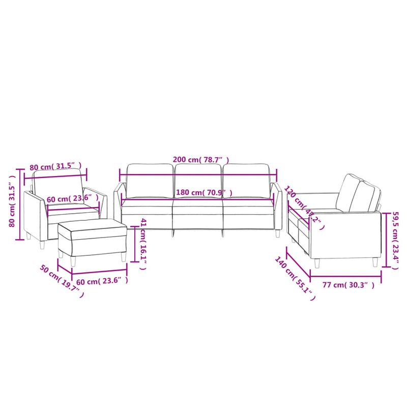 Casa si Gradina - Mobilier - Seturi de mobilier - Seturi living - Set de canapele cu perne, 4 piese, crem, piele ecologica - Infinity.ro