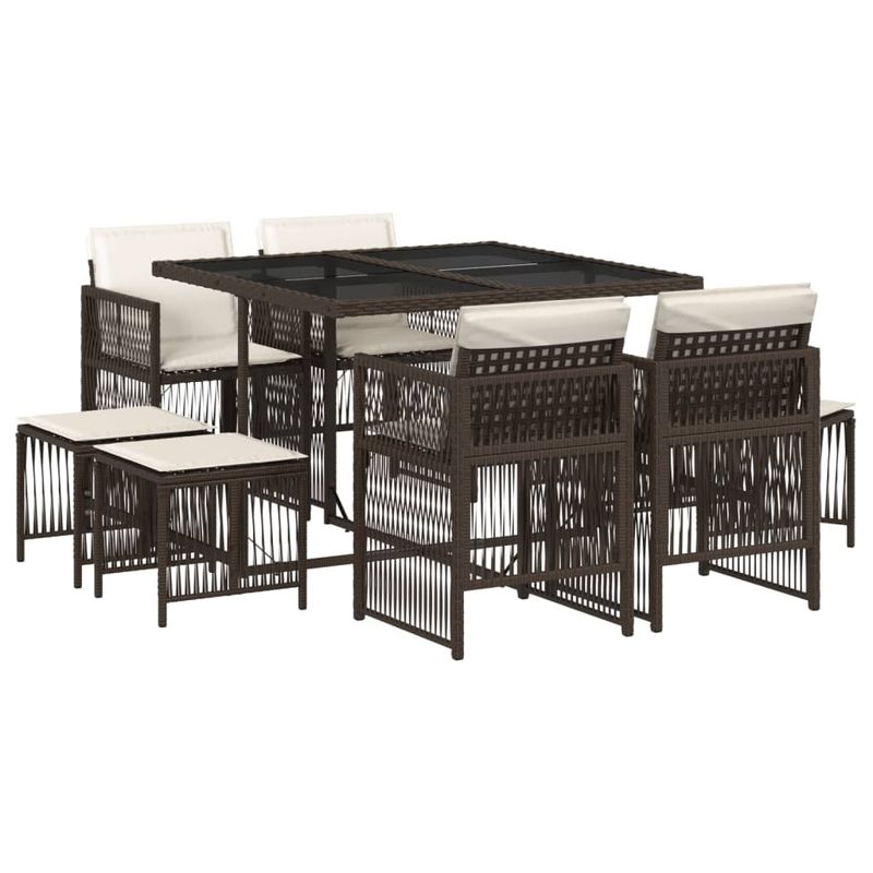 Casa si Gradina - Gradina si terasa - Mobilier exterior - Seturi mobila gradina - Set mobilier de gradina cu perne, 9 piese, maro, poliratan - Infinity.ro