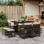 Casa si Gradina - Gradina si terasa - Mobilier exterior - Seturi mobila gradina - Set mobilier de gradina cu perne, 9 piese, maro, poliratan - Infinity.ro