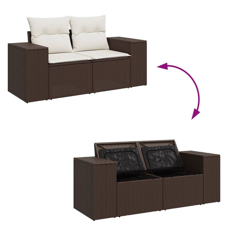 Casa si Gradina - Gradina si terasa - Mobilier exterior - Canapele si fotolii gradina - Canapea de gradina cu perne, 2 locuri, maro, poliratan - Infinity.ro
