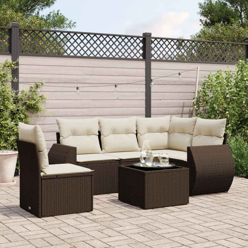 Casa si Gradina - Gradina si terasa - Mobilier exterior - Seturi mobila gradina - Set canapele de gradina cu perne, 6 piese, maro, poliratan - Infinity.ro