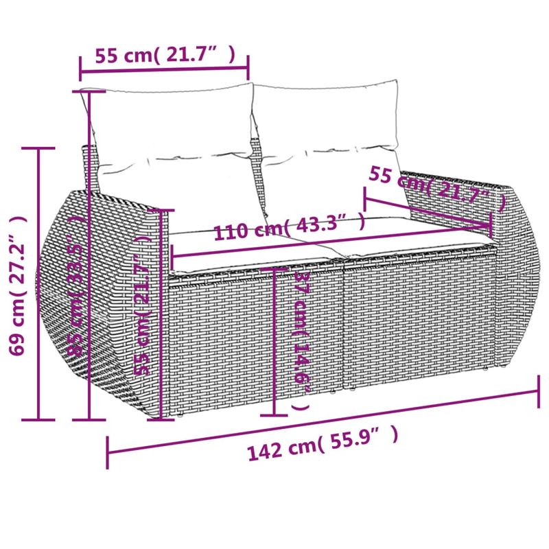 Casa si Gradina - Gradina si terasa - Mobilier exterior - Seturi mobila gradina - Set canapele de gradina cu perne, 7 piese, maro, poliratan - Infinity.ro