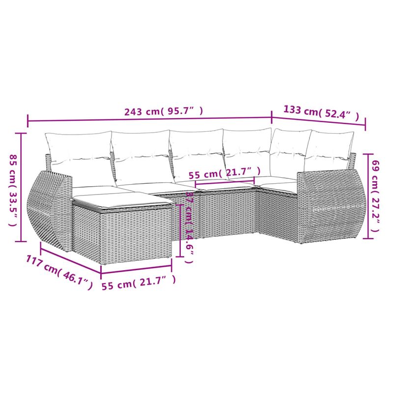 Casa si Gradina - Gradina si terasa - Mobilier exterior - Canapele si fotolii gradina - Set canapele de gradina cu perne, 6 piese, maro, poliratan - Infinity.ro