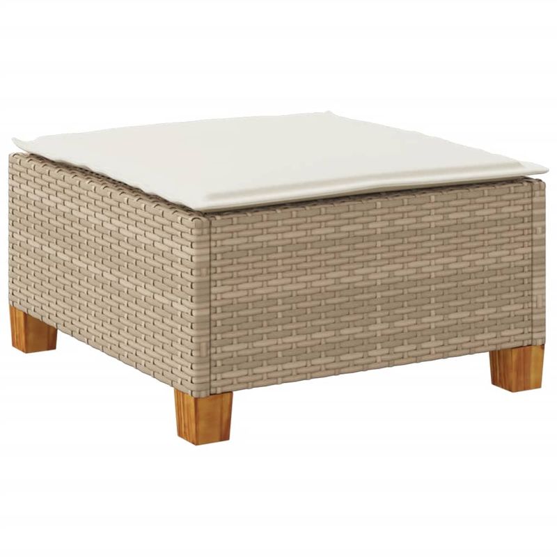Casa si Gradina - Gradina si terasa - Mobilier exterior - Scaune si sezlonguri gradina - Taburet de gradina cu pernă, bej, 63,5x56x32 cm, poliratan, model țesătură plină - Infinity.ro