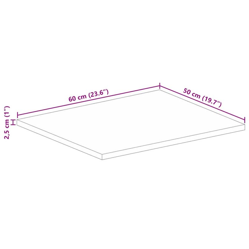Casa si Gradina - Mobilier - Feronerie si accesorii mobila - Blat de masa, 60x50x2,5 cm, dreptunghiular, lemn masiv reciclat (multicolor) - Infinity.ro