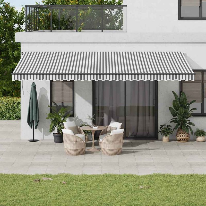 Casa si Gradina - Gradina si terasa - Umbrele si pavilioane - Umbrele - Copertina retractabila manual, antracit/alb, 600x300 cm - Infinity.ro
