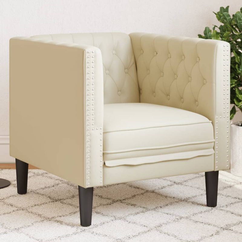 Casa si Gradina - Mobilier - Scaune si fotolii - Fotolii - Fotoliu Chesterfield, crem, piele ecologica - Infinity.ro