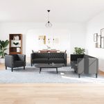 Casa si Gradina - Mobilier - Seturi de mobilier - Seturi living - Set canapele Chesterfield cu 3 locuri, negru, piele eco. - Infinity.ro