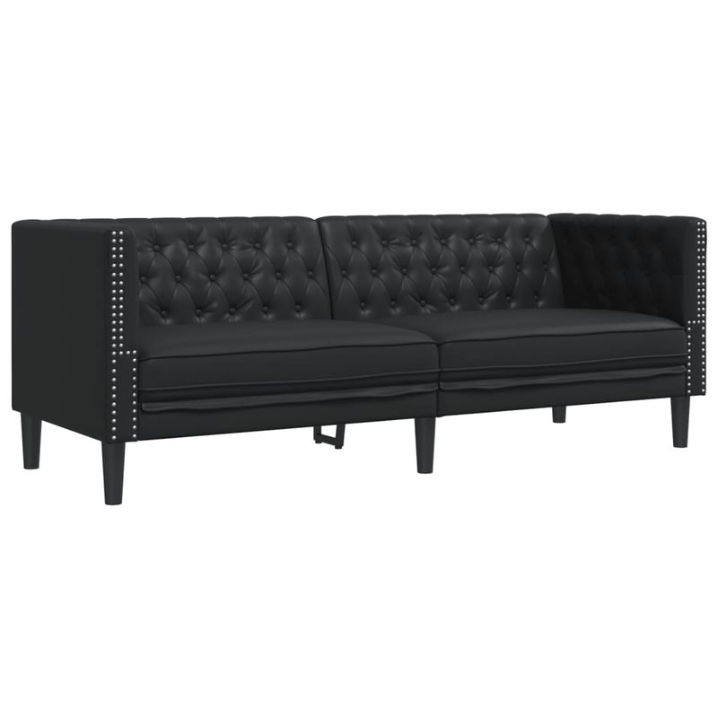 Casa si Gradina - Mobilier - Seturi de mobilier - Seturi living - Set canapele Chesterfield cu 3 locuri, negru, piele eco. - Infinity.ro