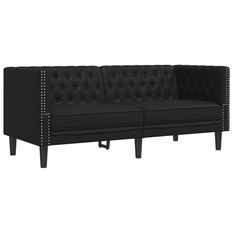 Casa si Gradina - Mobilier - Seturi de mobilier - Seturi living - Set canapele Chesterfield cu 3 locuri, negru, piele eco. - Infinity.ro