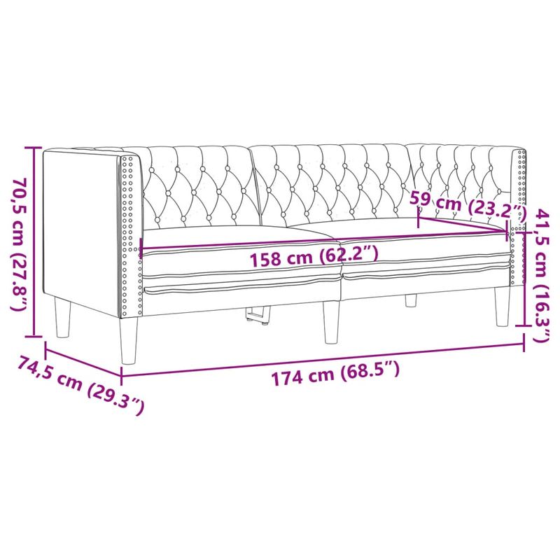 Casa si Gradina - Mobilier - Seturi de mobilier - Seturi living - Set canapele Chesterfield cu 3 locuri, negru, piele eco. - Infinity.ro