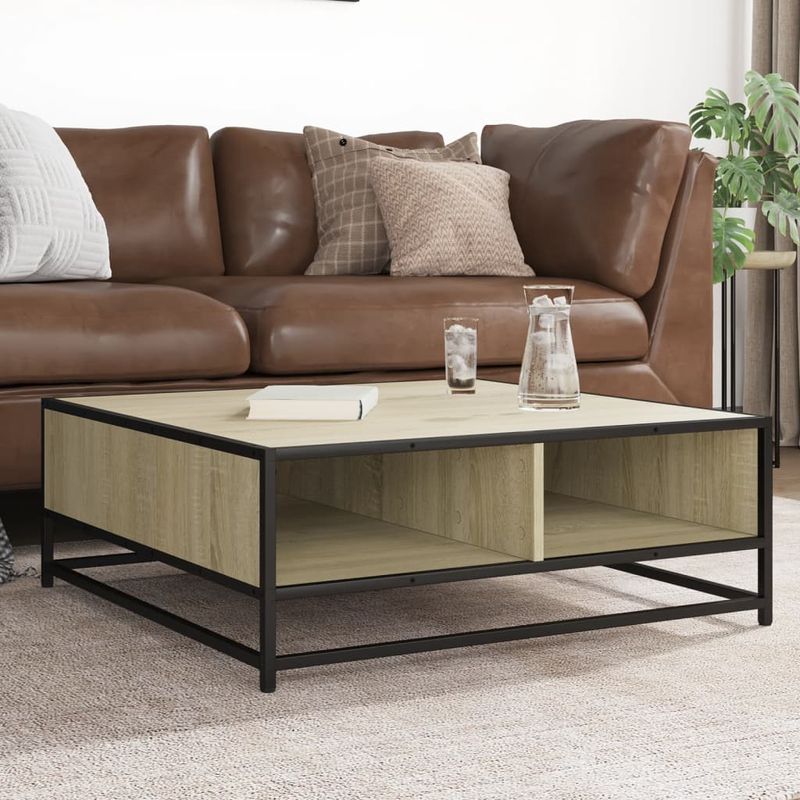 Casa si Gradina - Mobilier - Mese si birouri - Masute de cafea - Masuta de cafea stejar sonoma 80x80x30 cm lemn prelucrat/metal - Infinity.ro