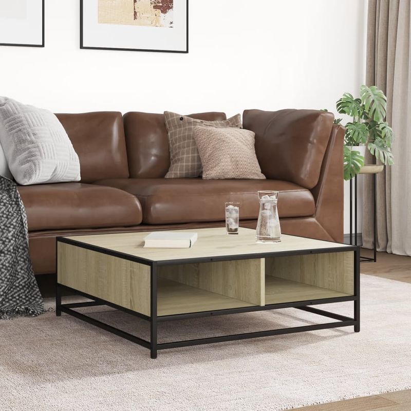 Casa si Gradina - Mobilier - Mese si birouri - Masute de cafea - Masuta de cafea stejar sonoma 80x80x30 cm lemn prelucrat/metal - Infinity.ro