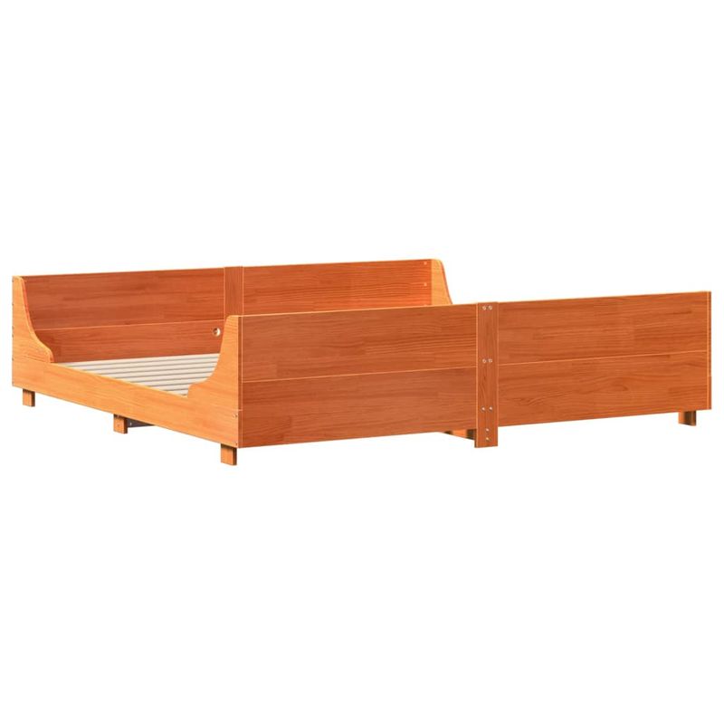 Casa si Gradina - Mobilier - Paturi si accesorii - Paturi - Cadru de pat fara saltea, maro ceruit 200x200 cm lemn masiv pin - Infinity.ro