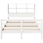 Casa si Gradina - Mobilier - Paturi si accesorii - Paturi - Pat cu biblioteca fara saltea, alb, 140x190 cm, lemn masiv pin - Infinity.ro