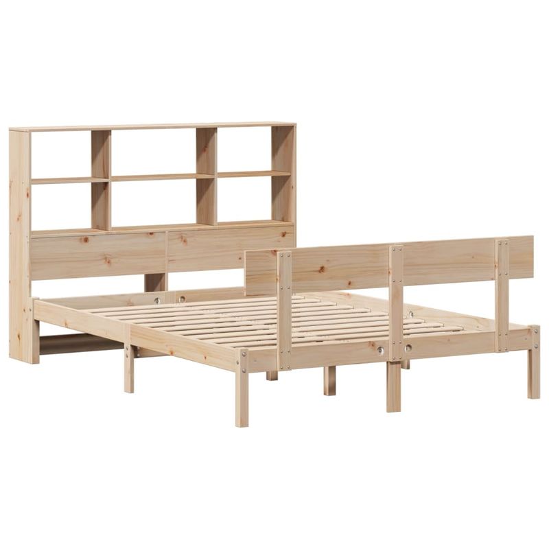 Casa si Gradina - Mobilier - Paturi si accesorii - Paturi - Pat cu biblioteca fara saltea, 160x200 cm, lemn masiv de pin - Infinity.ro