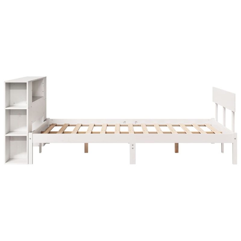 Casa si Gradina - Mobilier - Paturi si accesorii - Paturi - Pat cu biblioteca fara saltea, alb, 140x200 cm, lemn masiv pin - Infinity.ro